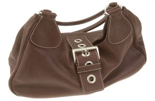 Prada Brown Pebbled Leather Handbag