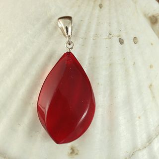 Sterling Silver Ruby Red Baltic Amber Pendant (Lithuania)